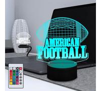 Masshomi Illusion 16 Color Change Touch Remote Control LED Night Light USB Charge Portable American Football RGB Glowing Acrylic Lamp with Stand Gift for Fans Bar Decor