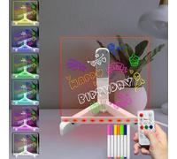 Masshomi LED Drawing Light up Acrylic Message Board with 7 Colors Change 7 Markers Remote Control DIY Note Board with Stand for Kid Bar School Coffee Shop(8.2 * 8.2 inch)