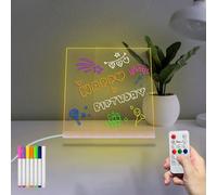 Masshomi LED Message Acrylic Writing Board LED 7 Color Change Remote Control Smart Dimming Timer 7 Color Pens Dry Eraser Light Up Stand Kid Draw Night Light Calendar to do List Menu 5.9 * 5.9 inch