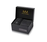 Massi Morino Black Blue Polka Dot Tie and Pocket Square Set for Men in ufflinks, Tie Clip and Gift Box I Men’s Tie Set for Weddings