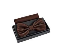 Massi Morino brown men's dress bow set with pocket square - Adjustable formal suit accessory | One size