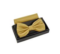 Massi Morino gold pre-tied bow set with pocket square - Adjustable men's dress accessory | One size