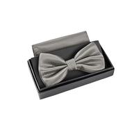 Massi Morino grey men's dress bow with pocket handkerchief - Adjustable formal accessory | Gift box included