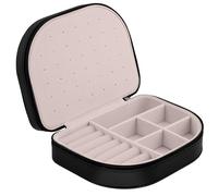 Massido Jewellery Box Travel Jewellery Case Small Jewellery Storage Organiser Portable 16.5 x 12 x 5 cm Black