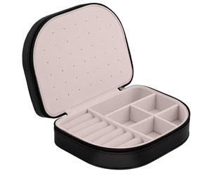 Massido Jewellery Box Travel Jewellery Case Small Jewellery Storage Organiser Portable 16.5 x 12 x 5 cm Black