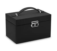 Massido Jewellery Box with Mirror Jewellery Storage Organiser Portable 18.6 x 14.8 x 11 cm Black