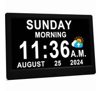 MASSII - 11.5" Digital Clock with Automatic DST, Sun Moon Icons, Reminders, Calendar, Day Date Display for Seniors, Dementia, Alzheimer's