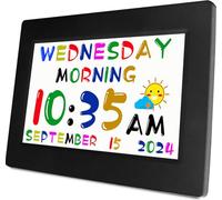 MASSII 2025 Digital Teaching Clock Talking Time, 24 Alarms Custom Reminders, Checklist to-Do List, Auto DST & Calendar Display, Sleep Trainer, Easy to Use for Kids Birthday Gift- Black with Remote