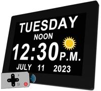 MASSII 【2025 New】 19 Alarms Digital Clock with Loud Voice Talking Time, Auto DST, 20 Custom Reminders, 10-Level Dimmer, Sleep Trainer, Day Date Calendar Clock for Seniors Dementia- 7 Inch with Remote