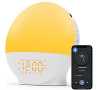 MASSII Wake Up Light Sunrise Alarm Clock White Noise Machine for Bedroom, 22 Soothing Sounds,17 Night Lights, Bluetooth Speaker Auto Time Sync, Sleep Timer, Music Rhythm Effect