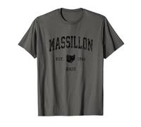 Massillon Ohio OH Vintage Athletic Black Sports Design T-Shirt