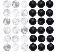 Massive Beads 80PCS 10MM Natural Crystal Beads Howlite & Matte Onyx Gemstone Round Loose Energy Healing Beads with Free Crystal Stretch Cord for Jewelry Making (Howlite & Matte Onyx, 10MM)