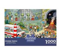 Massive Cartoon Alien Zoo Wooden Jigsaw Puzzle Waterproof 1000 Piece Puzzles for Adults Gifts Impossible Educational Games