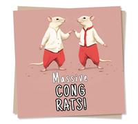 Massive Cong-Rats - Funny Rat Congratulations Card - Exam Success, Driving Test Passed, New Job - Made in UK
