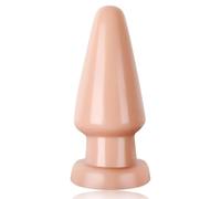 Massive Extra Large PVC Anal Plug for Men and Women, Heavy Duty Butt Plug with Tapered Tip and Flared Base, 6.69in Length 6in Insertable, 2.76in Diameter, Discreet (Flesh)