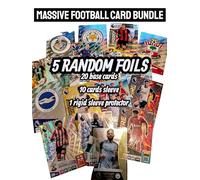Massive Football Trading Card Bundle - 5 Random Foils, 20 Base Cards, 10 Soft Sleeves, 1 Rigid Sleeve - Match Attax & Adrenalyn XL Compatible - Great Gift for Kids & Collectors