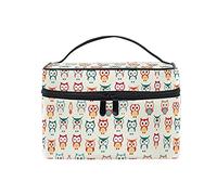 Massive Owl White Cartoon Cosmetic Bag Organizer Zipper Makeup Bags Pouch Toiletry Case for Girl Women