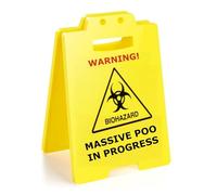 Massive Poo In Progress Funny Desk Sign, Double Sided Print Humorous Funny Office Gifts Desk Signage Desk Decor, Gag Novelty Gifts for Colleagues Coworkers Office Decoration Ornament Plaque