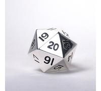 Massive! Solid Metal Jumbo 35mm d20 Spin Down Life Counter Dice Die Chrome Silver MTG