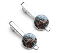 Massive Steam Powered Train Men's Tie Clips Mens Suit Tie Accessories Shirt Necktie Bar Pinch Silver Tack Pins Cufflinks