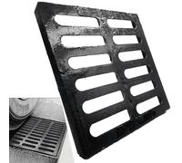MASSLUNT Cast Iron Drain Grate for NDS Catch Basin, 12x12 Outdoor Drain Cover for Polylok, B Class Sewer Grate, Durable Heavy Duty Channel Grate, Black Square Drainage Grate for Driveway, Concrete