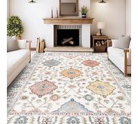 MAST DOO Washable Living Room Rug, 80 x 150 cm, Boho Short Pile Bedroom Rug, Oriental Vintage Rugs, Soft Non-Slip Design for Bedroom, Dining Room, Kitchens
