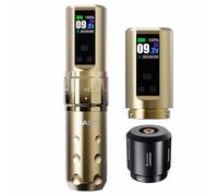 Mast Fold2 Pro Tattoo Gun Wireless Tattoo Pen Machine 2 Replaceble Batteries 2,000mAh Power Supply Mcore Rotary Motor Real Strokes Length P-076 (Gold)