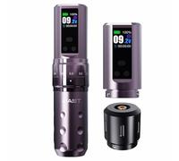 Mast Fold2 Pro Tattoo Gun Wireless Tattoo Pen Machine 2 Replaceble Batteries 2,000mAh Power Supply Mcore Rotary Motor Real Strokes Length P-076 (Pink-Coffee)