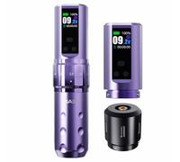 Mast Fold2 Pro Tattoo Gun Wireless Tattoo Pen Machine 2 Replaceble Batteries 2,000mAh Power Supply Mcore Rotary Motor Real Strokes Length P-076 (Purple)