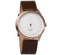 MAST MILANO 24 Hour Single Hand Watch for Men, white/brown, Strap.