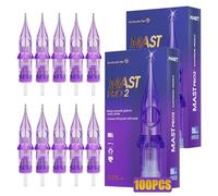 Mast Pro2 Tattoo Cartridges Needle Kit Mixed Size 100 pcs #12 0.35mm Standard Bugpin Round Liner Curved Magnum Shader Tattoo Needle 1RL 3RL 5RL 7RL 7M 9M 11M 7RM 9RM 11RM for Tattoo Gun Machine Pen