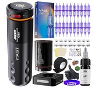 Mast Racer Pro Tattoo Machine Kit, Wireless Tattoo Pen with 20 Needles, 2 Batteries & Black Ink Complete Set Black