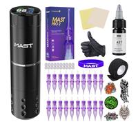 Mast Tattoo Gun Kit A1 Pro Cordless Complete Tattoo Kit Rotary Tattoo Machine 2200mAh Battery Pen 20Pcs Cartridge Needles Tattoo Ink for Beginner