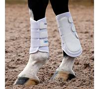 Masta Air-Flux Horse Brushing Boots - Training Neoprene Protective Wrap Boot for Horses with 3D AirMesh - Soft & Comfort Extremely Lightweight Legs Protectors - Set of 2 - White, Size Extra Full