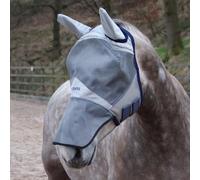 Masta Equine Fly Mask - Face & Nose Coverage, Eye Clearance, Durable Mesh, Midge-Proof, UV Protection, Adjustable Fit & Soft Fleece Edge - Horse Comfort Design with 70% UV Blocking Pony Grey