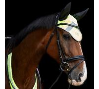 Masta Hi Vis Fly Veil for Horses | Equestrian High Visibility Reflective Ear Bonnet for Cob Full Pony Horse | Lightweight & Breathable Comfortable Fabric | Yellow, Size COB