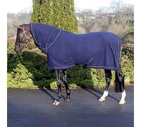 Masta Horse Fleece Combo Rug with Neck - Protective Super Soft Sheet for Horses - Equestrian Show Travel Blanket - Breathable Anti-Rub lining - Navy Blue, Size 6ft 9inch
