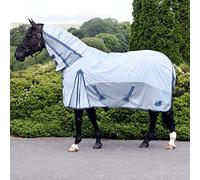 Masta Horse Fly Rug with Neck Combo - Summer Sheet Fieldmasta Rugs for Horses, 600D Ripstop Upper Section Fabric, Anti-Rub Lining, Insects Flies Bug Protection - Silver, Size 7ft