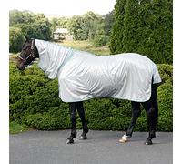 Masta Horse Fly Rug with Neck - Vento Rugs for Horses - Soft Mesh Fabric & Anti-Rub Lining - Silver, Size 5ft 9inch