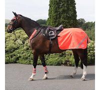 Masta Quarter Sheet - Waterproof, 600D Ripstop Equestrian Blanket with Warm Polar Fleece Lining, Reflective Piping, Badge & Fastenings - Fluorescent Orange - Orange - COB