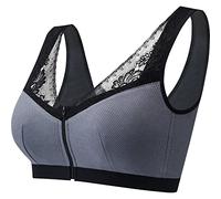 Mastectomy Bra Without Steel Ring After Breast Cancer Surgery Front Zipper Breathable Comfortable Lingerie Tank Top (Color : Grey, Size : XL)