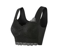 Mastectomy Bralettes Wireless Full Coverage Button Design Cup Friendly U Back Older Women Seamless Front Closure Workout V-Neck Everyday Post Surgery Bra Black