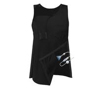 Mastectomy Recovery Tank Top with Drain Pockets Unisex Post Shoulder Surgery Shirts Full Snap Rotator Cuff Recovery Clothing, Black, XL