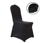 Master 50pcs Black Lycra Spandex Stretch Chair Covers Wedding Anniversary Party Cover Event Dining Banquet Decoration Slipcovers-Flat Front