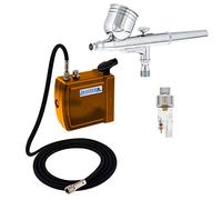 Master Airbrush Brand Model G22 Airbrushing System with Model C16-G Gold Portable Mini Airbrush Air Compressor-The Complete Set Now Includes a (Free) How to Airbrush Training Book to Get You Started