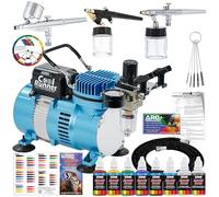 Master Airbrush KIT-SP19-20 Art Airbrushing System Paint Kit with Standard Compressor (11 Items)