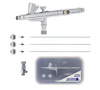Master Airbrush Model G344 Multi-Purpose Dual-Action Gravity Feed Airbrush with 3 Nozzle Sets (0.2, 0.3 & 0.5mm Needles, Fluid Tips and Air Caps) 1/16 oz. Fluid Cup - User Friendly, Versatile Set Kit