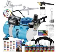 Master Airbrush Professional 3 Airbrush System with Compressor and 6 Color Primary Paint Set by Master Airbrush