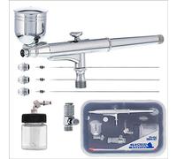 Master Airbrush SB844-SET Universal Precision Dual-Action Side Bowl Gravity & Siphon Airbrush Professional Set by Master Airbrush