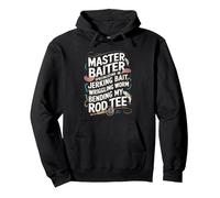 Master Baiter Fishing An Angler Fisherman Pullover Hoodie, Adult Unisex, Black, X-Large
